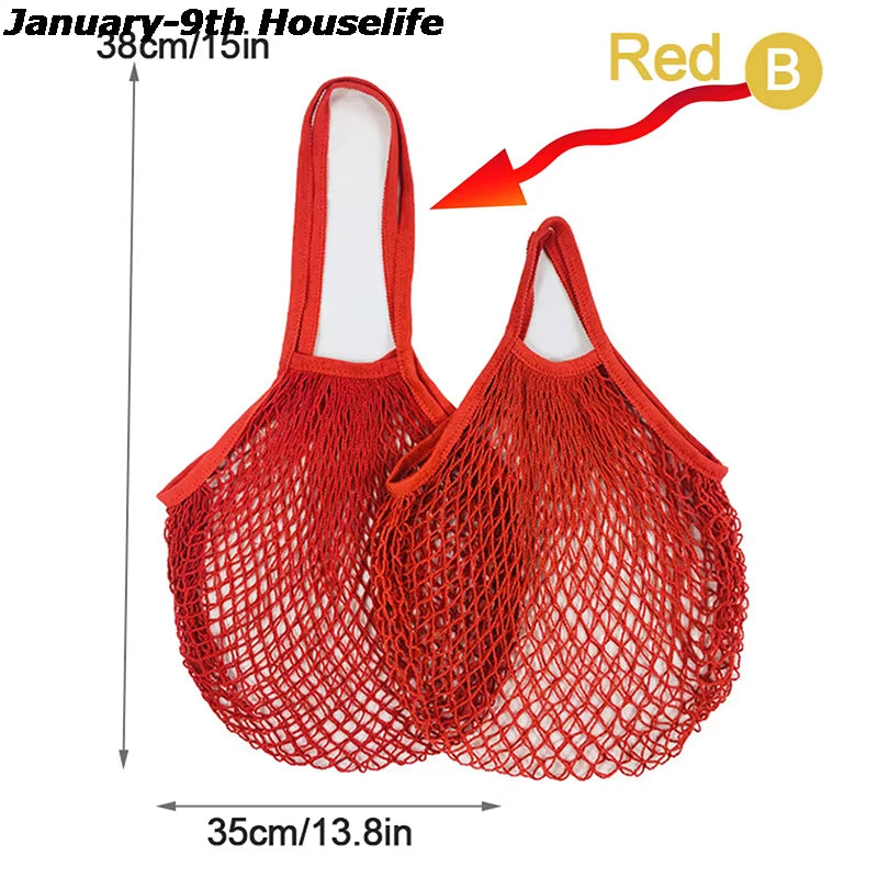 Reusable Grocery Produce Bags Cotton Mesh Ecology Market String Net Tote Bag Kitchen Fruits Vegetables Hanging Bag Home