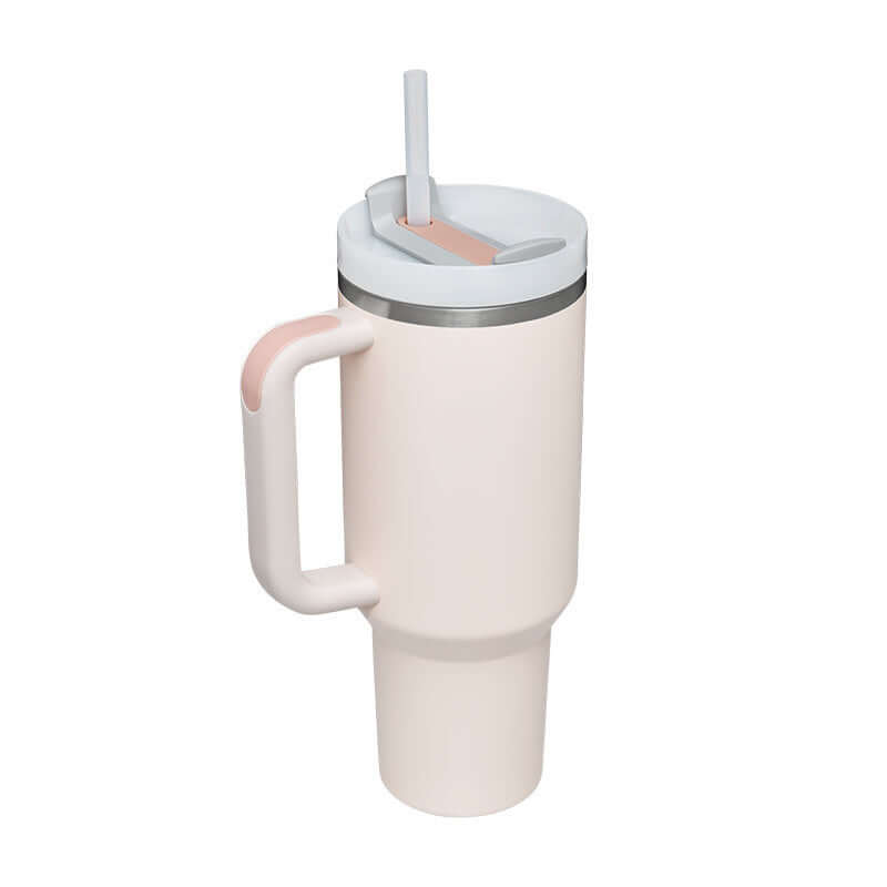 40oz Insulated Tumbler with Handle & Straw – Hot & Cold Drinkware