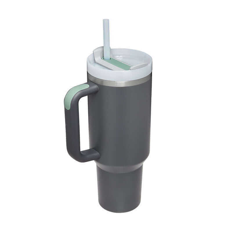 40oz Insulated Tumbler with Handle & Straw – Hot & Cold Drinkware