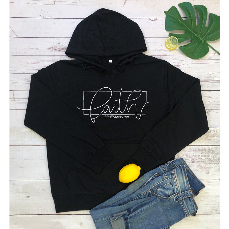 Women's Alphabet Hooded Pocket Sweatshirt
