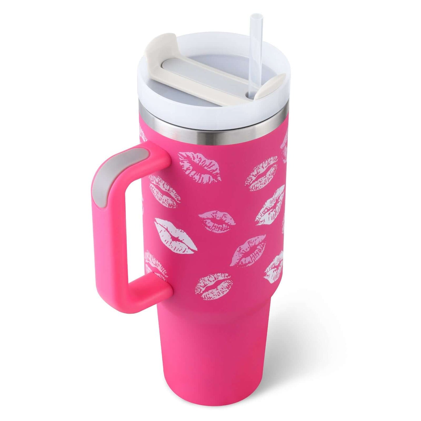 40oz Insulated Tumbler with Handle & Straw – Hot & Cold Drinkware