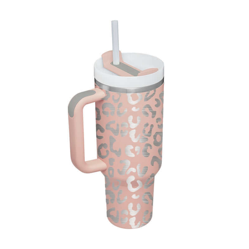 40oz Insulated Tumbler with Handle & Straw – Hot & Cold Drinkware