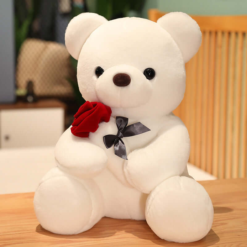 Rose Teddy Bear Plush Pillow - Soft & Adorable Gift