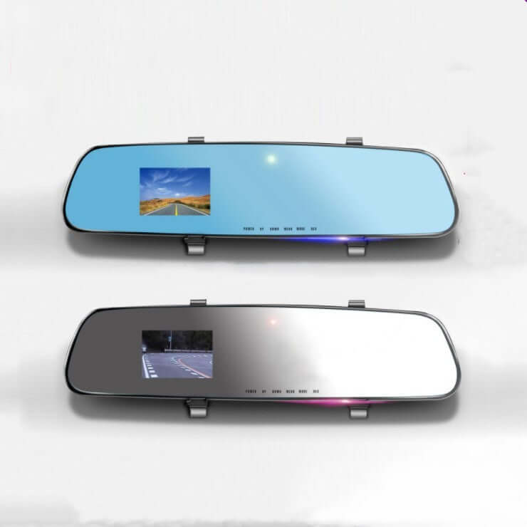 1080P HD rearview mirror driving recorder with dual display for enhanced visibility and safety.