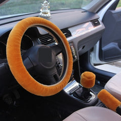 Winter Wool Car Cover Plush Steering Wheel Cover