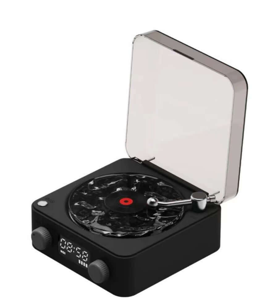 Retro Turntable Speaker Wireless Bluetooth-Compatible 5.0 Vinyl Record Player Stereo Sound with White Noise RGB Projection Lamp Effect