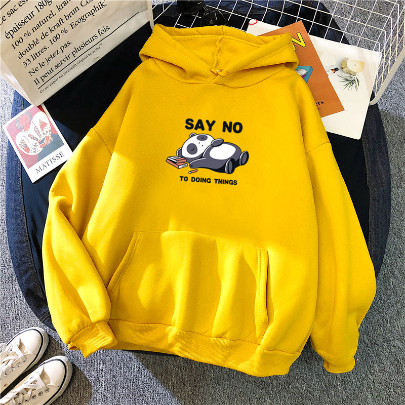 Hooded Plus Fleece Panda Sweater Women's Casual Loose Top