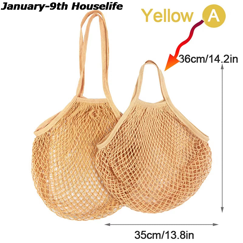 Reusable Grocery Produce Bags Cotton Mesh Ecology Market String Net Tote Bag Kitchen Fruits Vegetables Hanging Bag Home