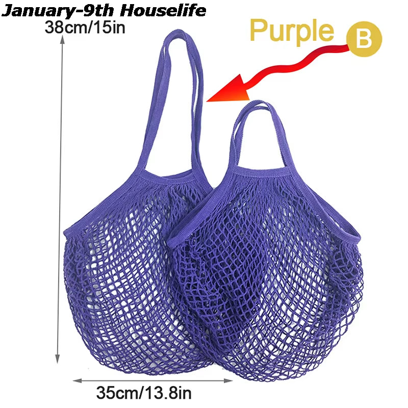 Reusable Grocery Produce Bags Cotton Mesh Ecology Market String Net Tote Bag Kitchen Fruits Vegetables Hanging Bag Home