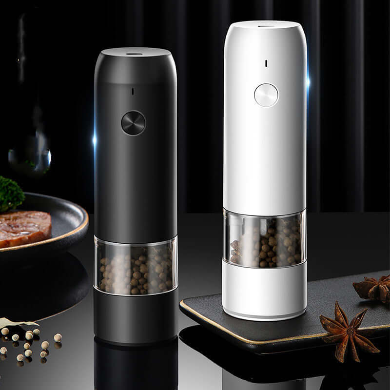 Rechargeable Electric Salt & Pepper Grinder – One-Handed, Adjustable & LED Lit!