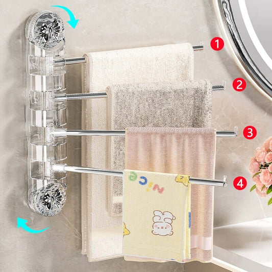 Suction Cup Towel Rack Bathroom Punch-free Rotating Multi-bar Storage Rack Towel Bar