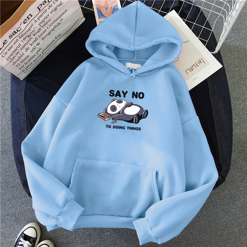 Hooded Plus Fleece Panda Sweater Women's Casual Loose Top