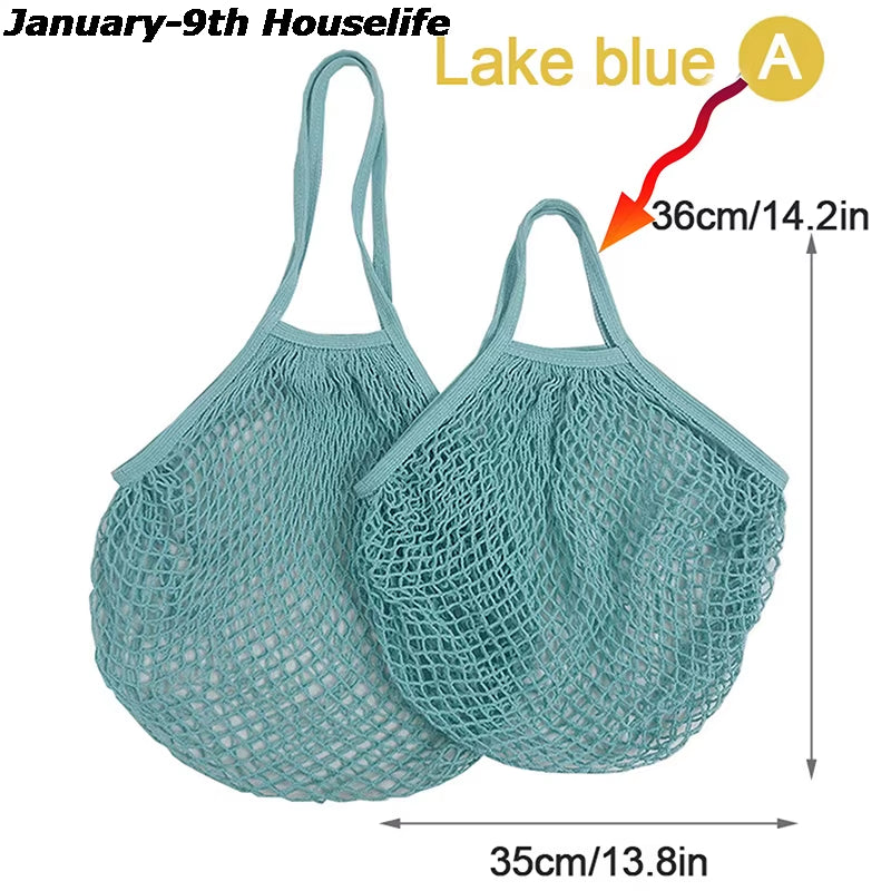 Reusable Grocery Produce Bags Cotton Mesh Ecology Market String Net Tote Bag Kitchen Fruits Vegetables Hanging Bag Home