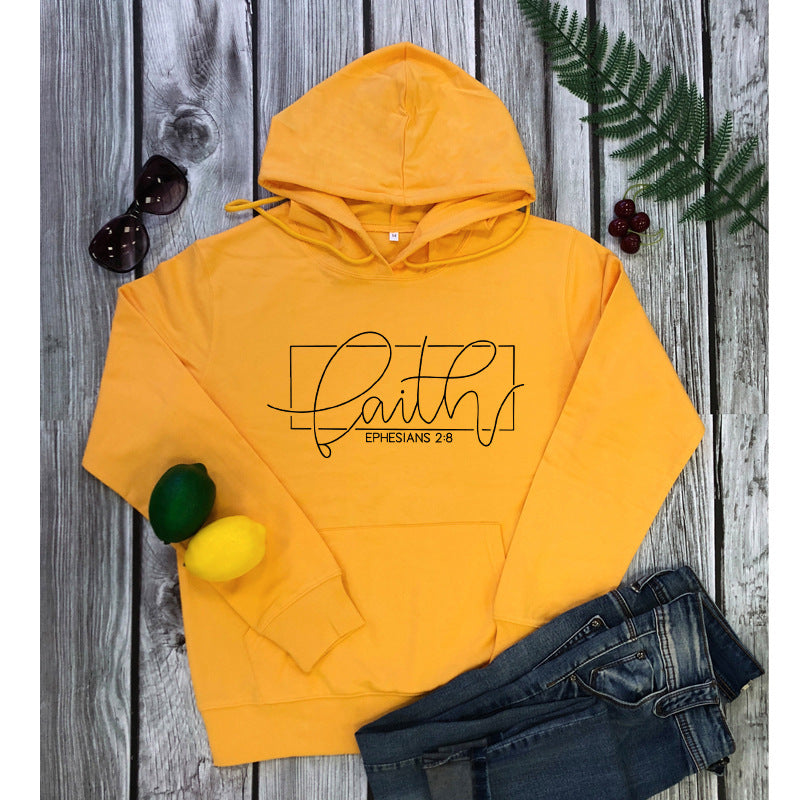Women's Alphabet Hooded Pocket Sweatshirt