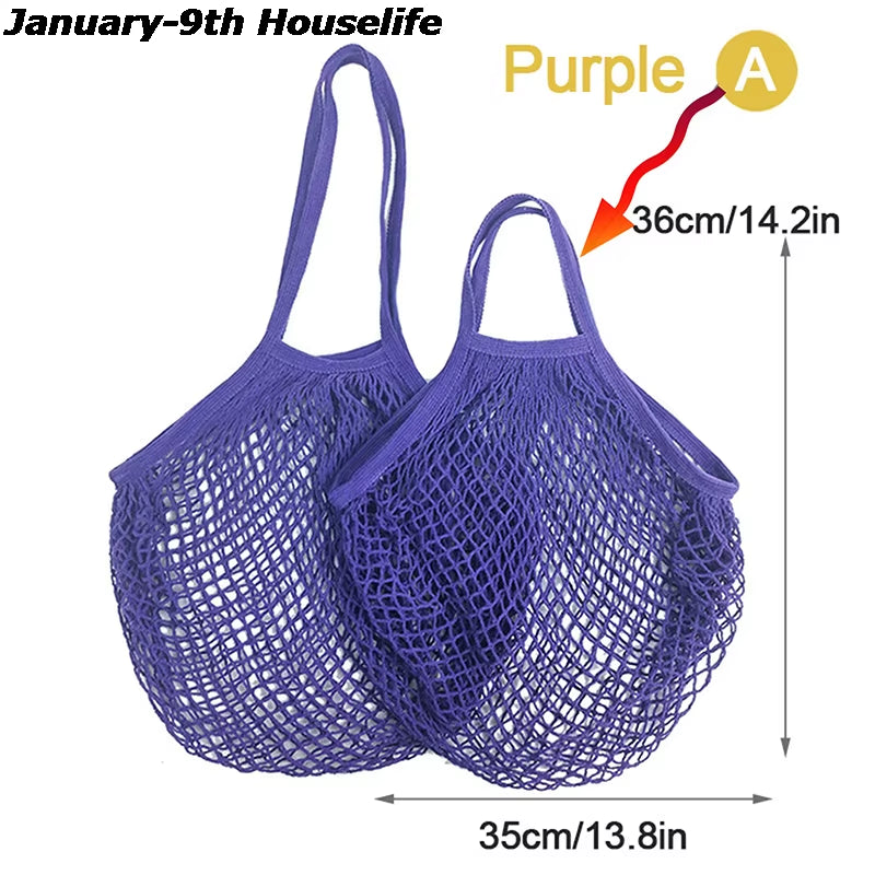 Reusable Grocery Produce Bags Cotton Mesh Ecology Market String Net Tote Bag Kitchen Fruits Vegetables Hanging Bag Home