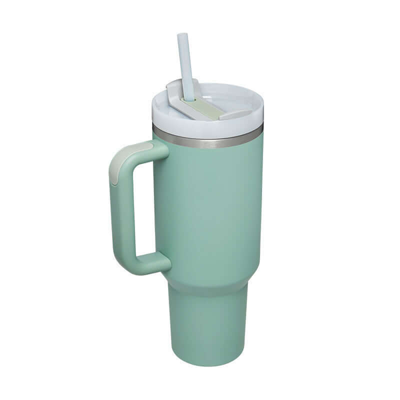 40oz Insulated Tumbler with Handle & Straw – Hot & Cold Drinkware