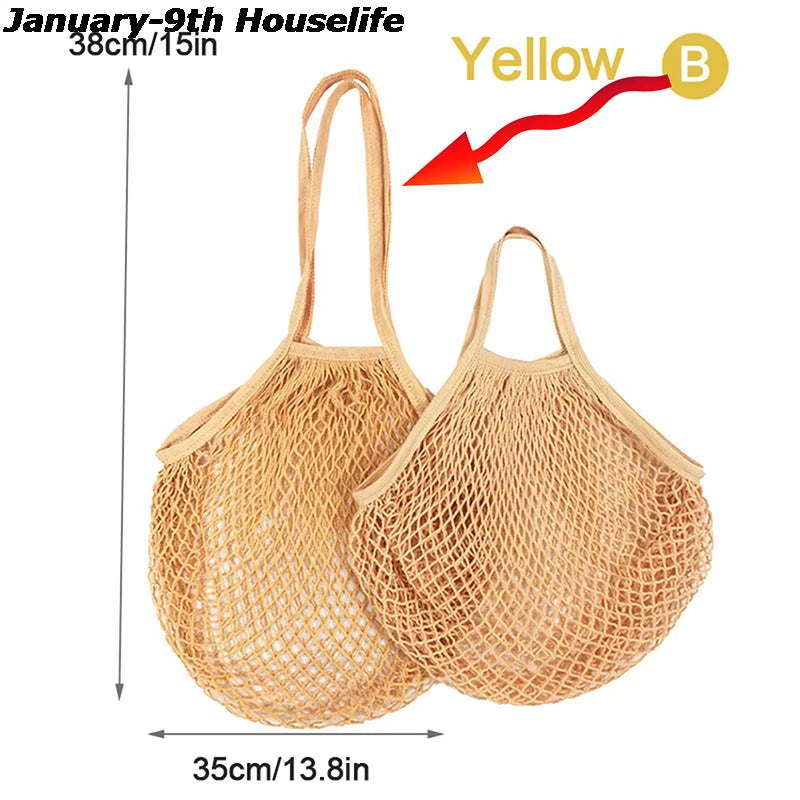 Reusable Grocery Produce Bags Cotton Mesh Ecology Market String Net Tote Bag Kitchen Fruits Vegetables Hanging Bag Home
