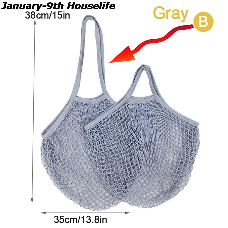 Reusable Grocery Produce Bags Cotton Mesh Ecology Market String Net Tote Bag Kitchen Fruits Vegetables Hanging Bag Home