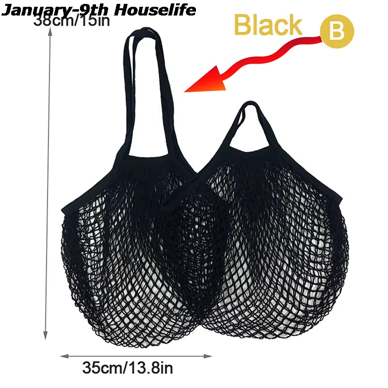 Reusable Grocery Produce Bags Cotton Mesh Ecology Market String Net Tote Bag Kitchen Fruits Vegetables Hanging Bag Home