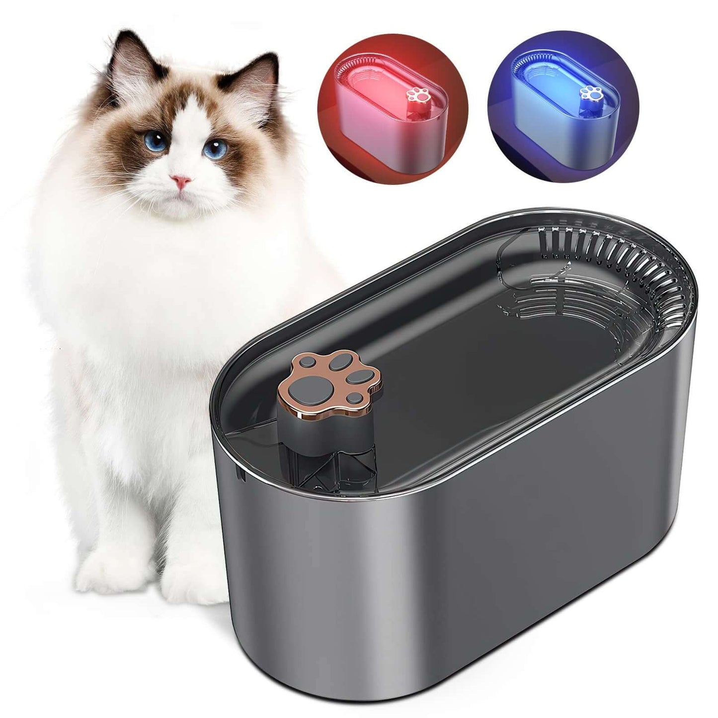 3L Ultra-Quiet Pet Water Fountain with LED & Triple Filtration