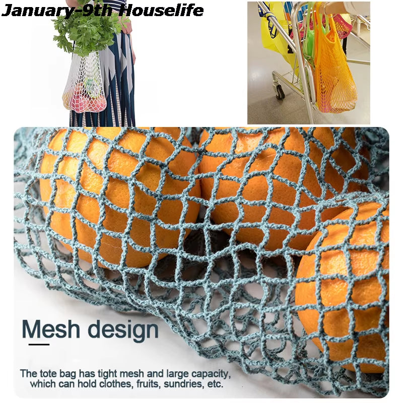 Reusable Grocery Produce Bags Cotton Mesh Ecology Market String Net Tote Bag Kitchen Fruits Vegetables Hanging Bag Home