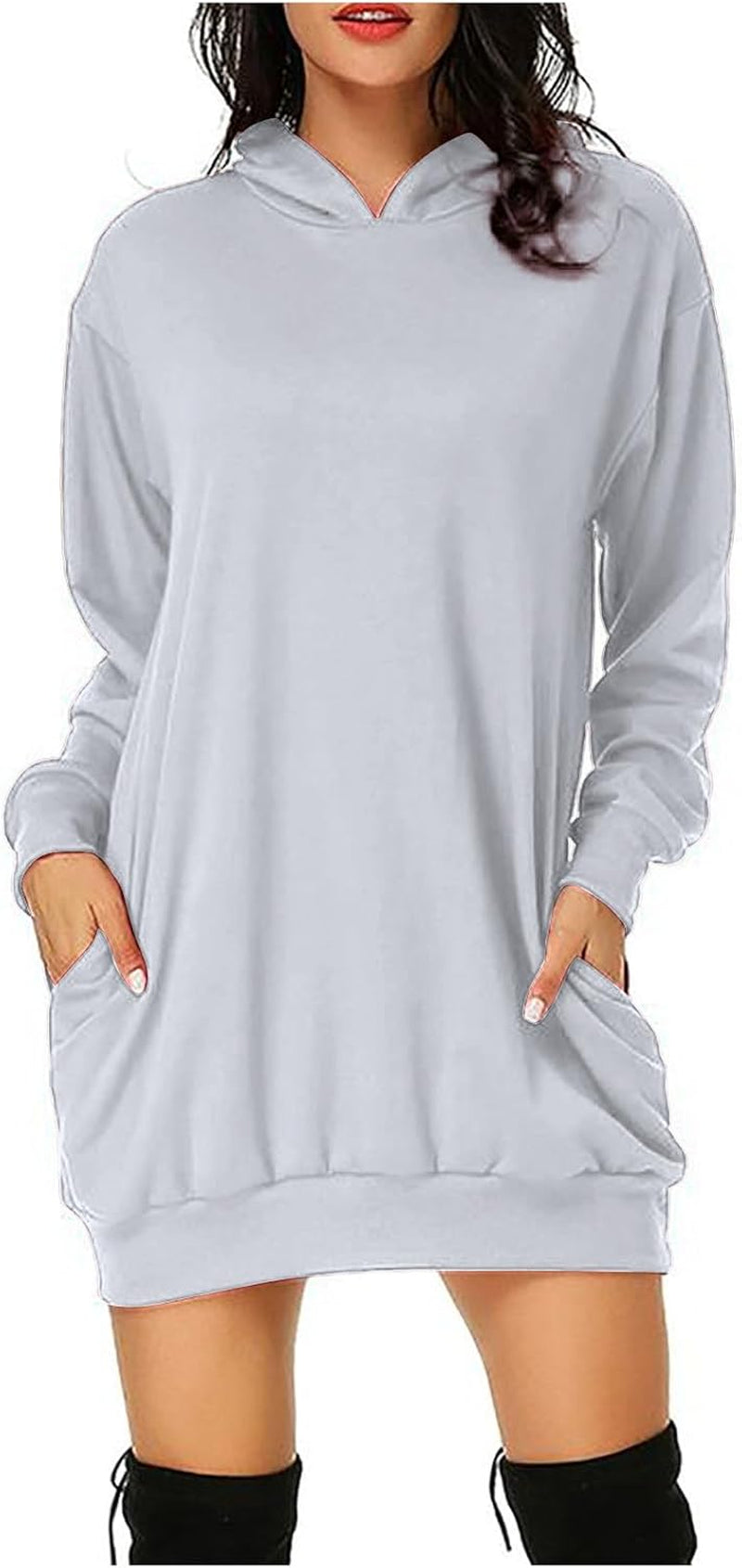 Sweatshirt Dress Women 2025 Fall Fashion Hooded Sweatshirts Casual Long Sleeve Pullover Hoodie Dress with Pockets