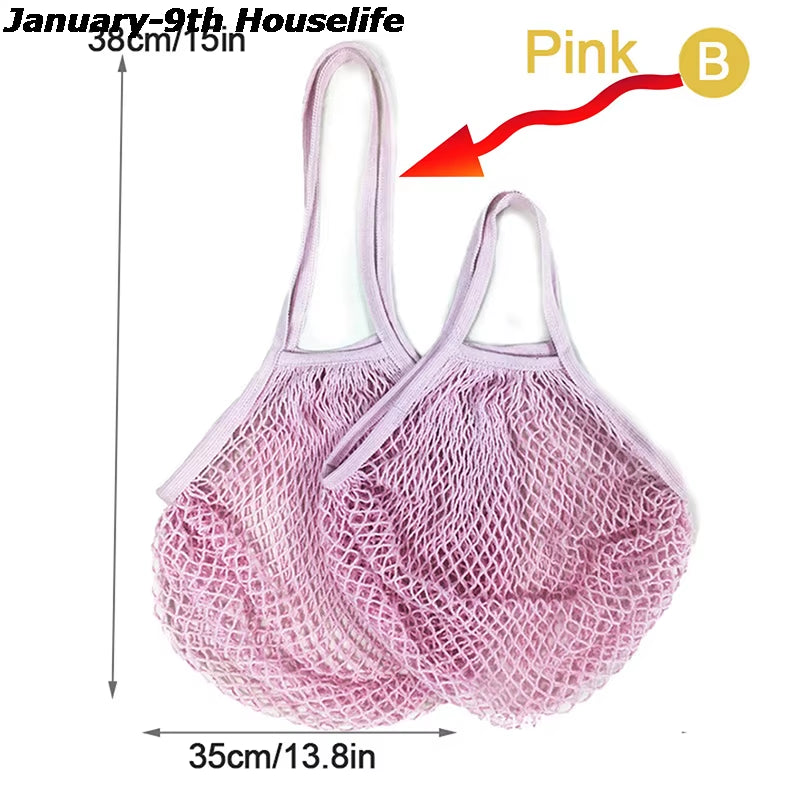 Reusable Grocery Produce Bags Cotton Mesh Ecology Market String Net Tote Bag Kitchen Fruits Vegetables Hanging Bag Home