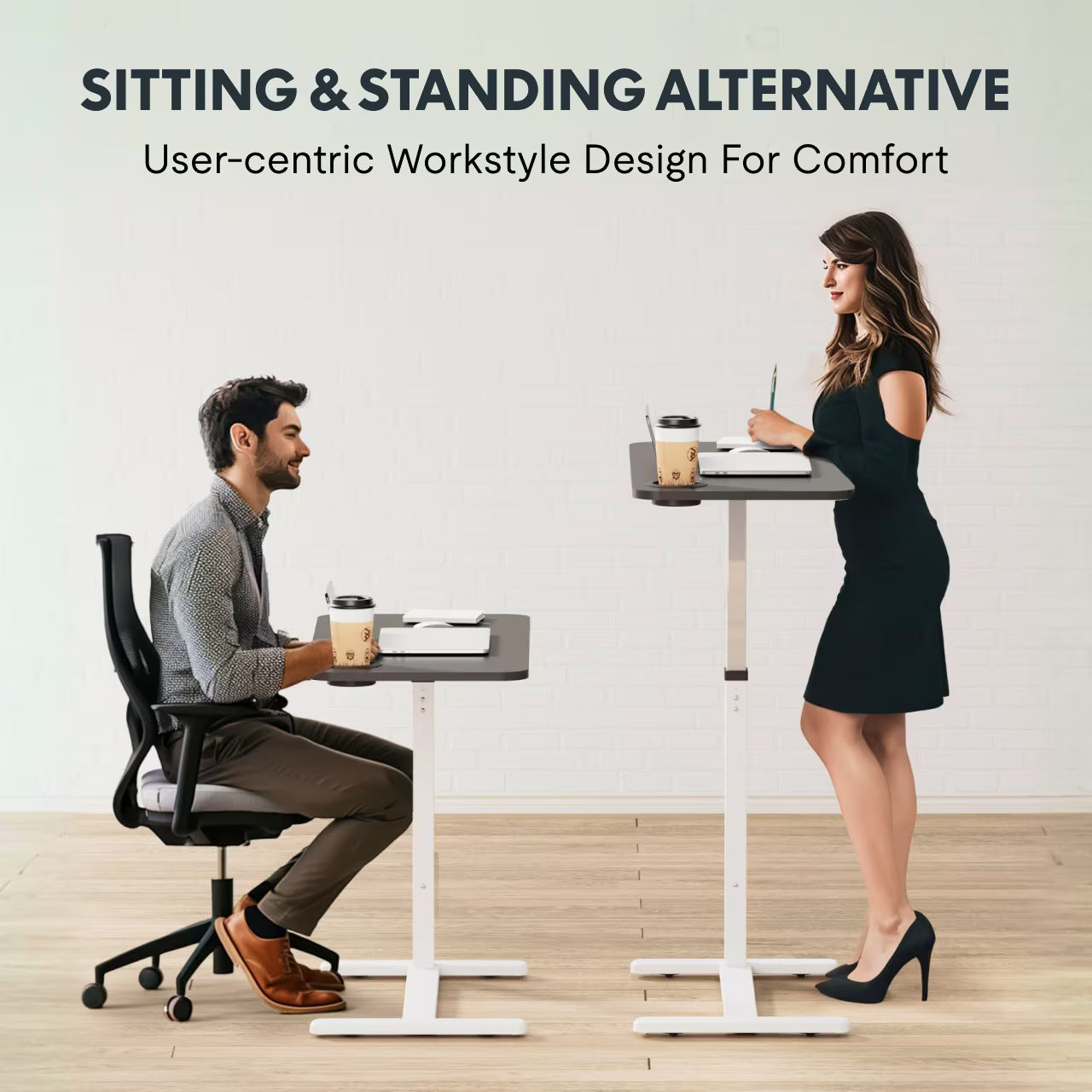 Adjustable Rolling Standing Desk with Pneumatic Lift