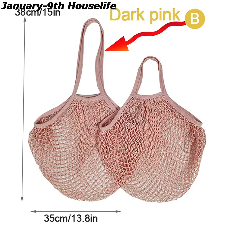 Reusable Grocery Produce Bags Cotton Mesh Ecology Market String Net Tote Bag Kitchen Fruits Vegetables Hanging Bag Home