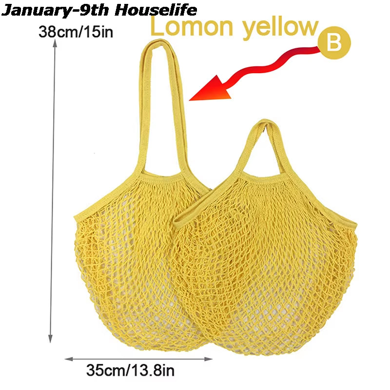Reusable Grocery Produce Bags Cotton Mesh Ecology Market String Net Tote Bag Kitchen Fruits Vegetables Hanging Bag Home