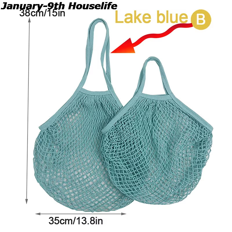 Reusable Grocery Produce Bags Cotton Mesh Ecology Market String Net Tote Bag Kitchen Fruits Vegetables Hanging Bag Home