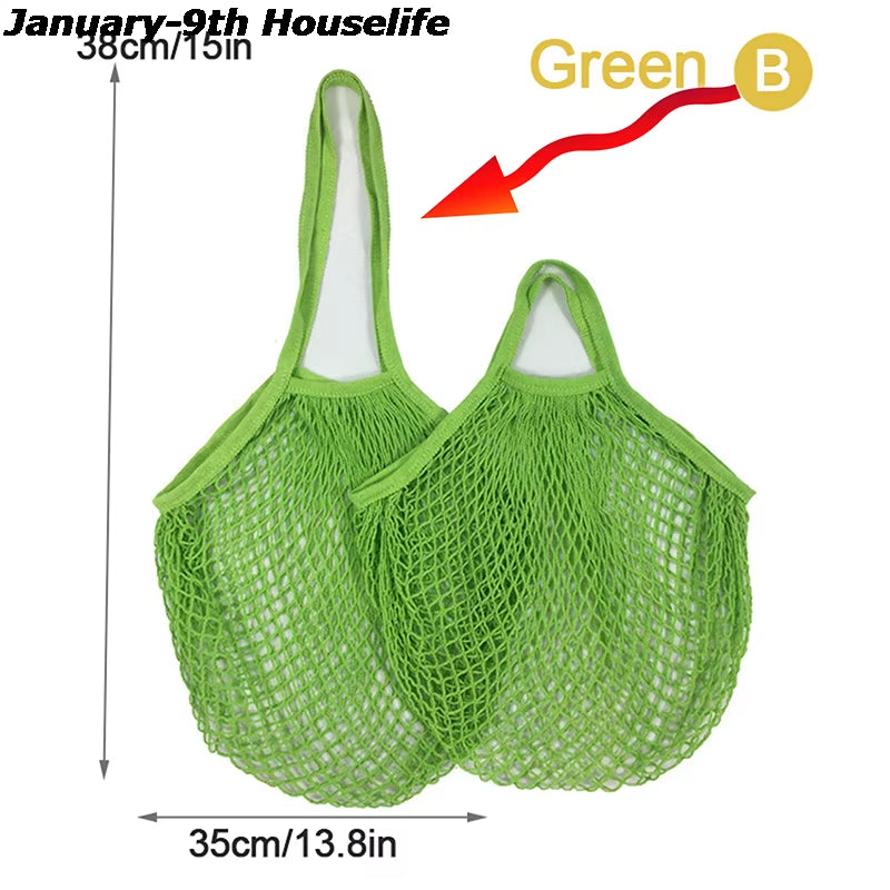 Reusable Grocery Produce Bags Cotton Mesh Ecology Market String Net Tote Bag Kitchen Fruits Vegetables Hanging Bag Home