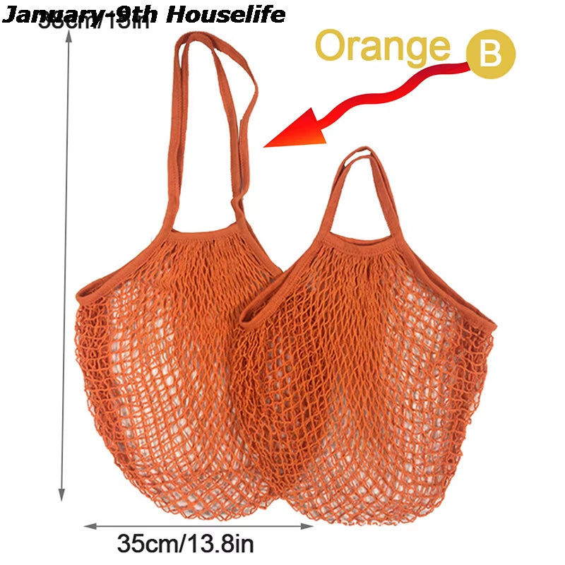 Reusable Grocery Produce Bags Cotton Mesh Ecology Market String Net Tote Bag Kitchen Fruits Vegetables Hanging Bag Home