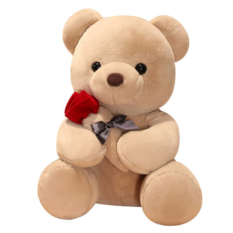 Rose Teddy Bear Plush Pillow - Soft & Adorable Gift
