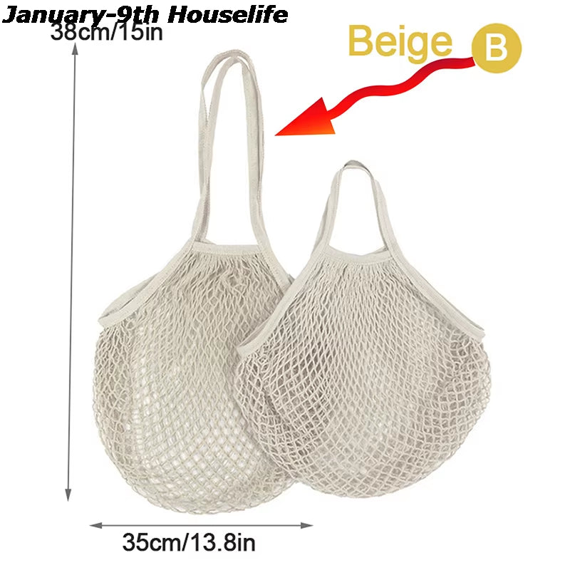 Reusable Grocery Produce Bags Cotton Mesh Ecology Market String Net Tote Bag Kitchen Fruits Vegetables Hanging Bag Home
