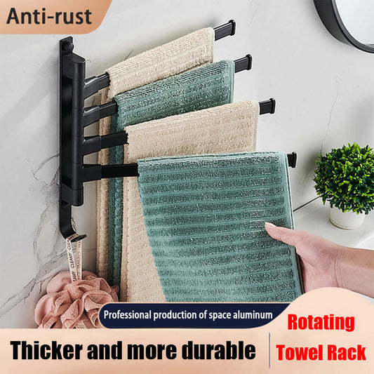 Advanced Rotating Black Towel Rack – Space-Saving & Rustproof