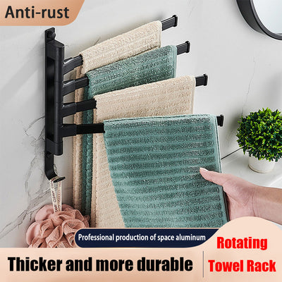 Advanced Black New Rotating Towel Rack Bath Towel Rack For Convenient Storage Without Punching Hanging Rod