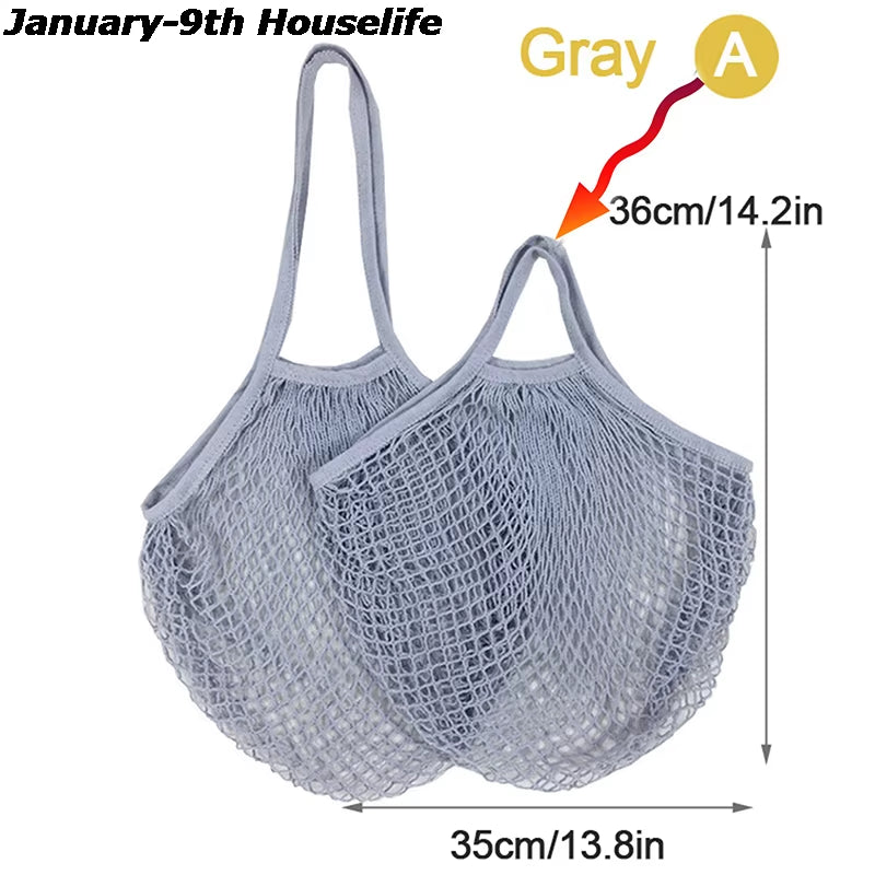 Reusable Grocery Produce Bags Cotton Mesh Ecology Market String Net Tote Bag Kitchen Fruits Vegetables Hanging Bag Home