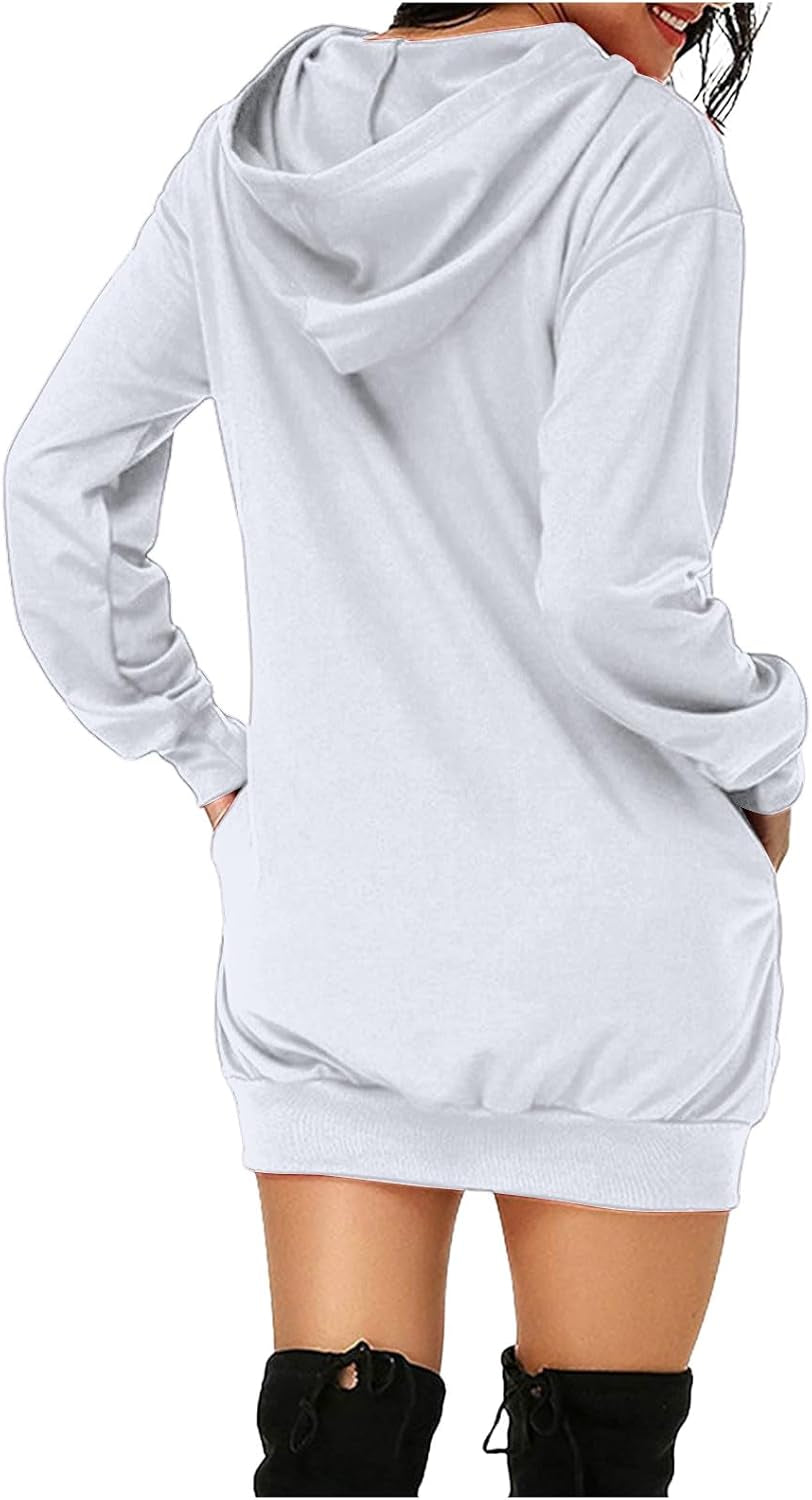 Sweatshirt Dress Women 2025 Fall Fashion Hooded Sweatshirts Casual Long Sleeve Pullover Hoodie Dress with Pockets