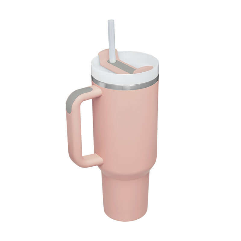 40oz Insulated Tumbler with Handle & Straw – Hot & Cold Drinkware
