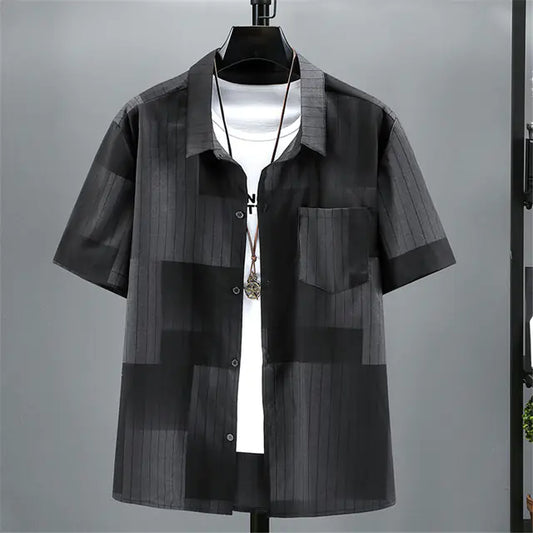 Trendy Plus Size Men's Short-Sleeved Shirt for Summer